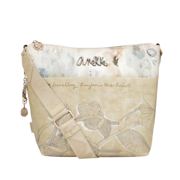 Sac à main pour femme Anekke avec sangle ajustable pleine longueur. SVP porte attention à la magnifique broderie et aux détails hyper féminin de se fourre-tout. Dimensions 13.9 X 11 X 5.1 pouces