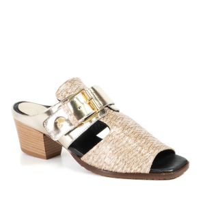 Sandale mule pour Femme en cuir véritable de la Marque Glamille. Talon élégant, semelle extra coussinée.