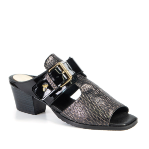 Sandale mule pour Femme en cuir véritable de la Marque Glamille. Talon élégant, semelle extra coussinée.