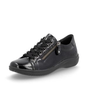 Chaussure pour Femme Remonte avec lacets et fermoir latéral. Permet un ajustement personnalisé en plus d'offrir l'opportunité d'enfiler rapidement la chaussure. Semelle amovible pour insérer une semelle orthopédique.