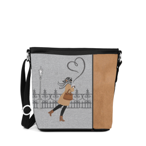 Sac à bandoulière pour Femme prêt-à-oser Jak's. Sangle ajustable pleine longueur. Lavable à la machine. Dimensions 31 X 27 X 9 cm.