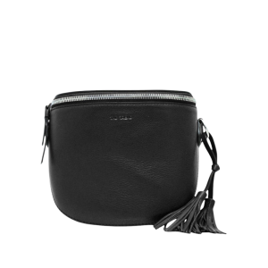 Sac de taille pour femme fait entièrement de cuir. Sangle ajustable pleine longueur. Dimensions 7 X 5 X 2.4 pouces. Couleur Noir