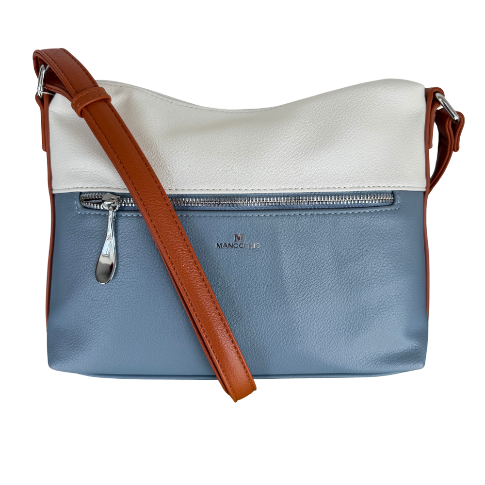 Sac fourre-tout à bandoulière pour femme de la marque Manocchio. Création italienne en synthétique. Livraison gratuite au Québec avec un achat de 80$ et plus avant taxes Ramassage en boutique au 508 rue L'Annonciation Nord à Rivière-Rouge.